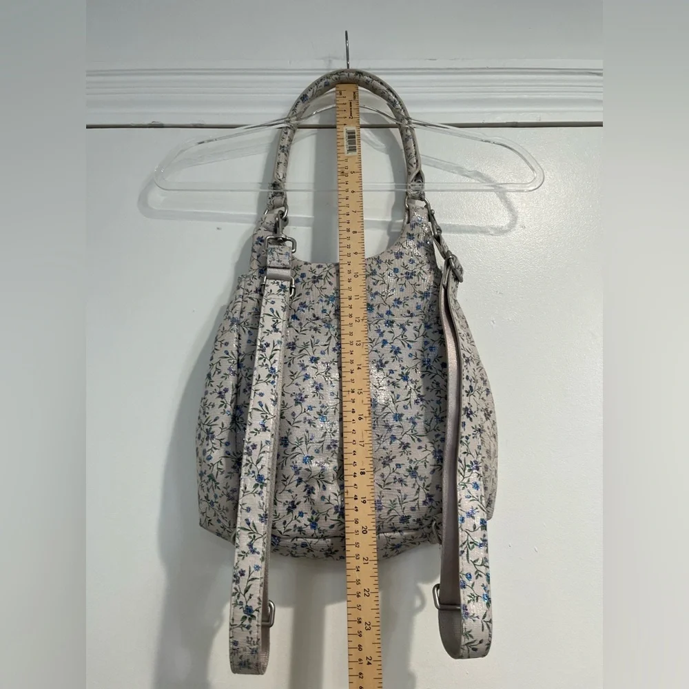 American Leather Co. White‎ Floral Leather 2-1 Backpack Bag